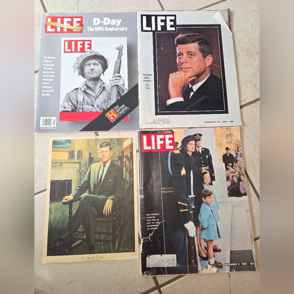 Life Magazine President John F. Kennedy Lot Of 3 + Photo John F Kennedy